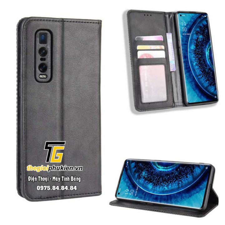 Bao da dạng ví oppo find x2 pro luxury leather
