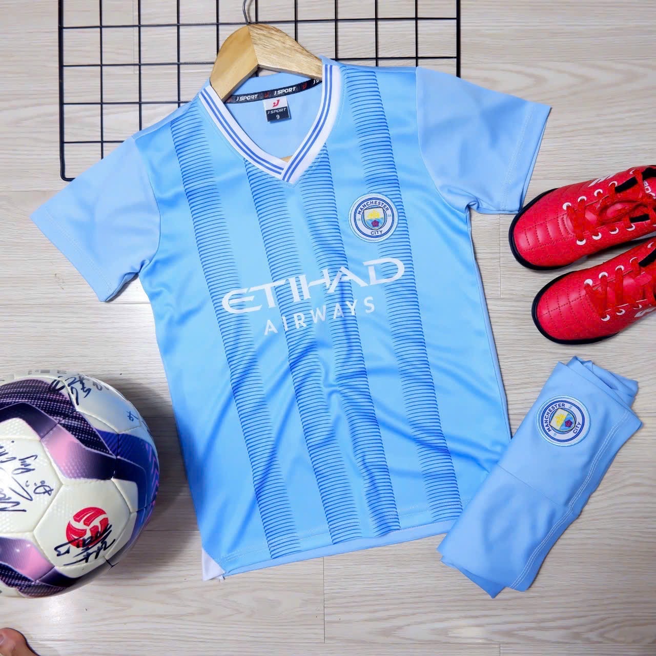 Quần áo đá bóng CLB Manchester City thun lạnh trẻ em mẫu mới 2023 - 2024 quần áo đá banh trẻ em