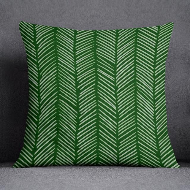 45x45cm Green Leaves Pillow Case Nordic Stripe Leaf Decorative Sofa Pillowcases Polyester Cushion Covers For Home Decor
