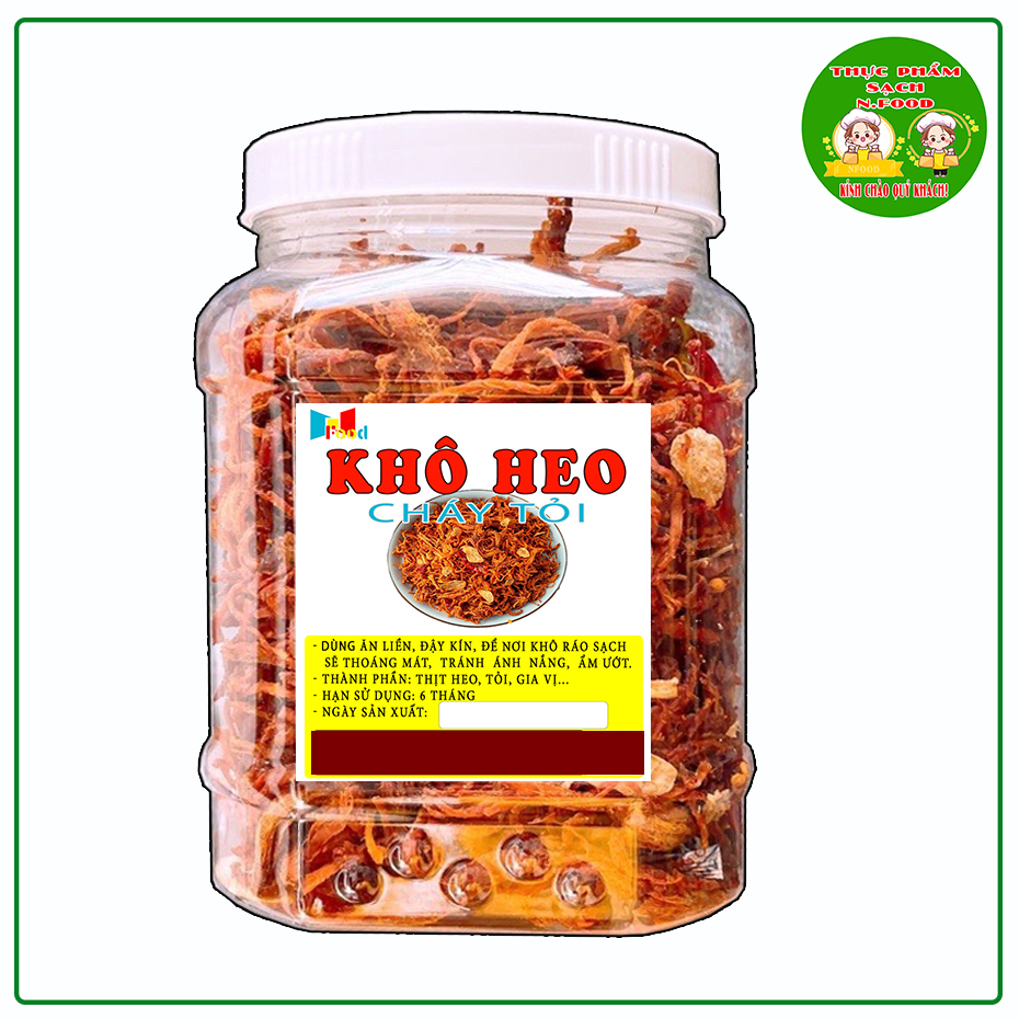 KHÔ HEO CHÁY TỎI HỘP 500.GRAM