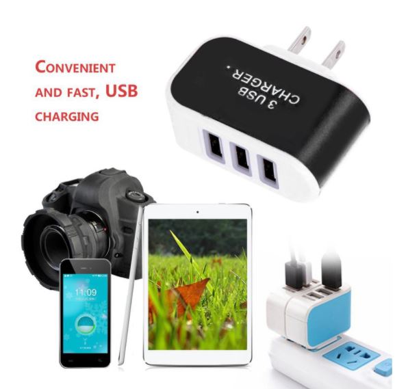 Củ sạc 3 cổng USB 3.1A màu ngẫu nhiên.