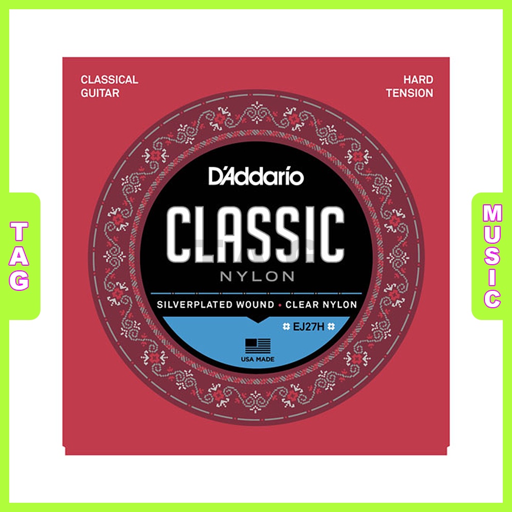 Dây nylon đàn Guitar Classic D’Addario EJ27H Clear, Silverplated Wound, Hard Tension chính hãng USA