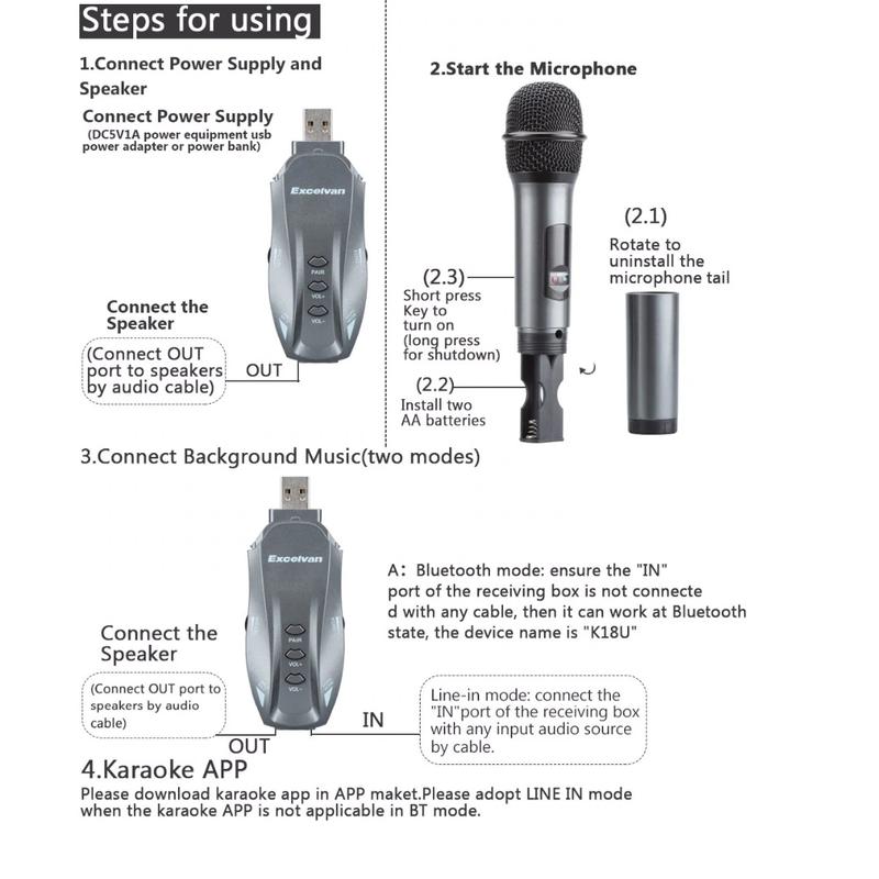 Mic Karaoke không dây Excelvan K18U - MICK18U