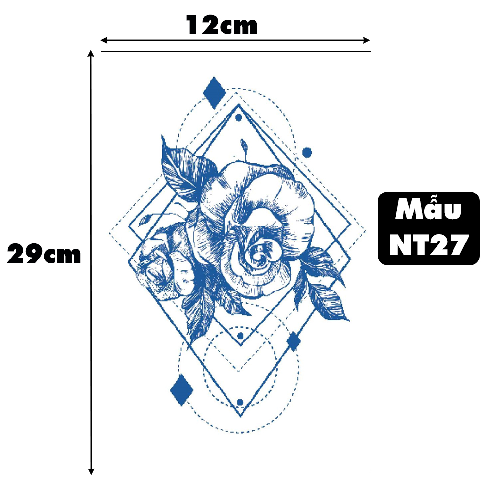 Tattoo miếng dán hình xăm 15 ngày mini hoa bỉ ngạn hoa hồng sấm sét chữ tiếng nhật cá voi dao legaxi