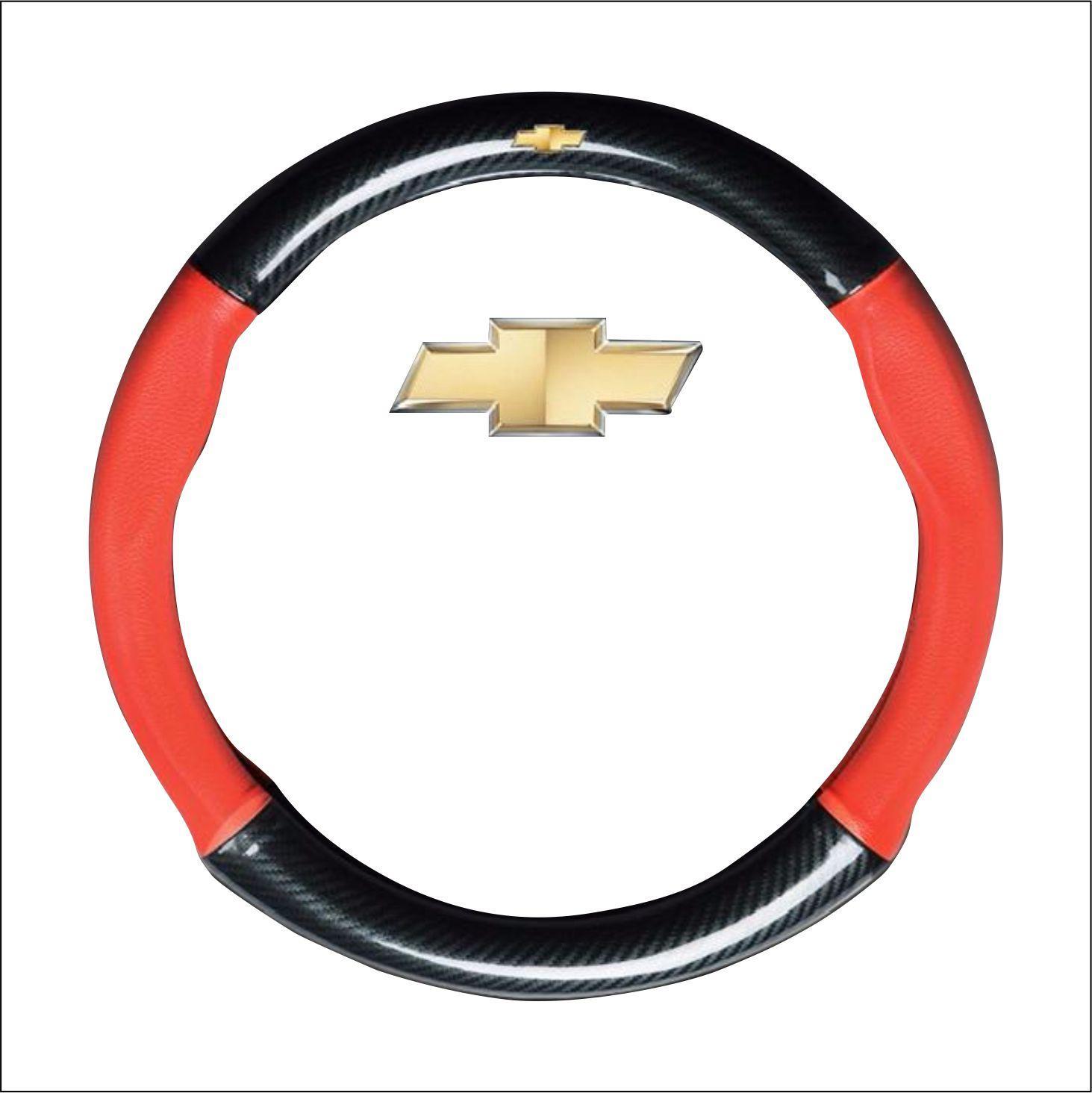Bọc vô lăng da vân Carbon 4S cao cấp logo CHERVOLET(Đen)