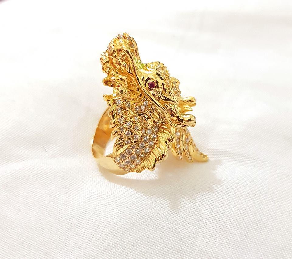 Nhẫn đầu rồng mạ vàng 24k