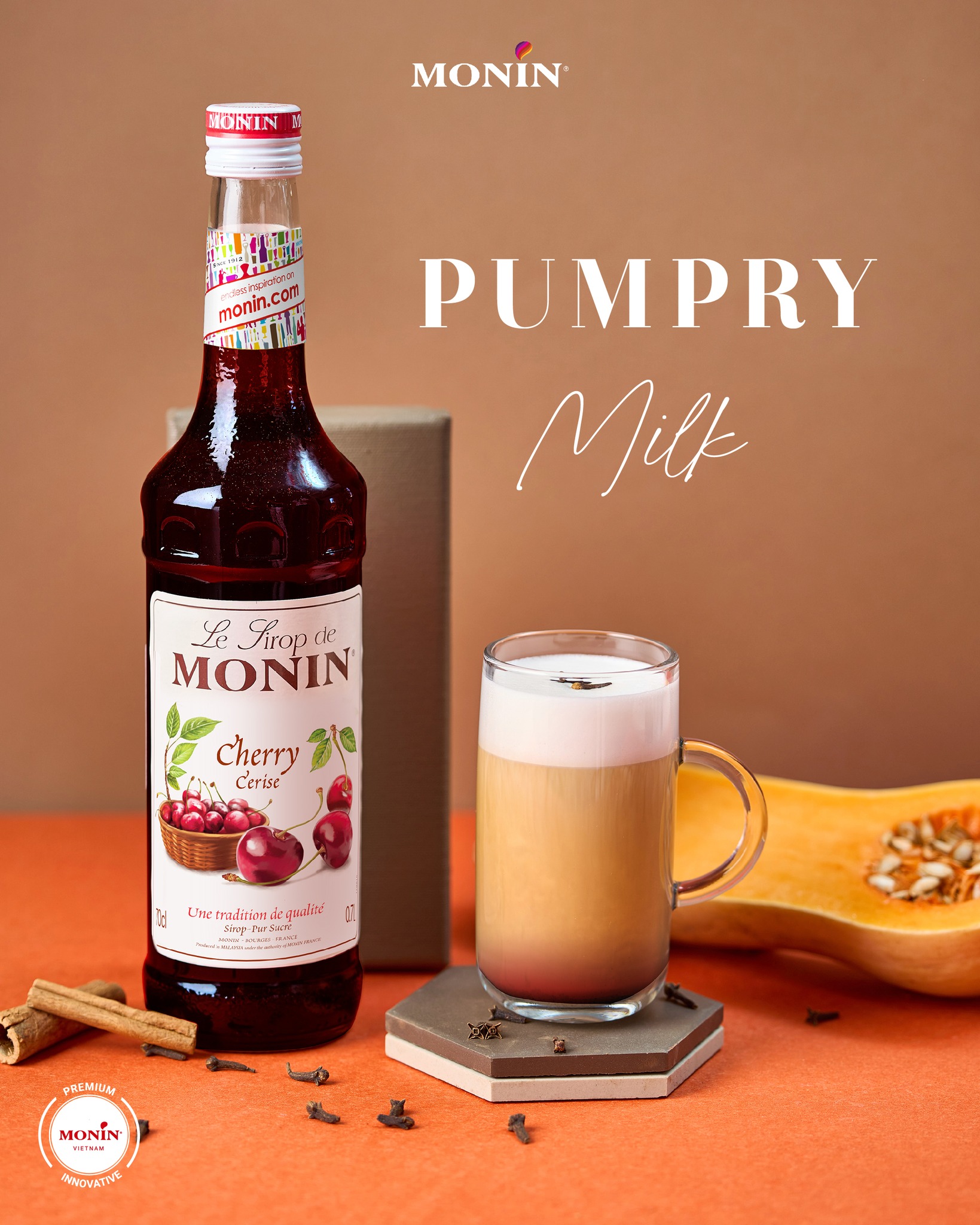 SIRO MONIN ANH ĐÀO 700ML (date 28/11/2024) - MONIN CHERRY SYRUP