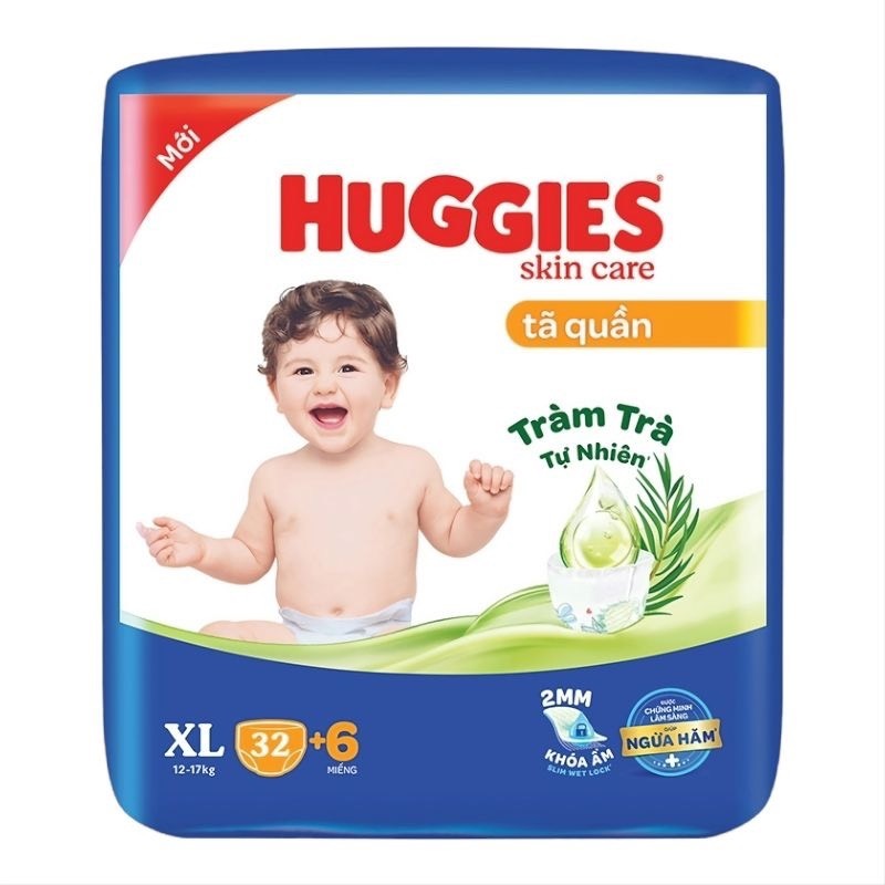 Tã Quần Huggies hương tràm trà Size XL32( 12-17kg 32 miếng)