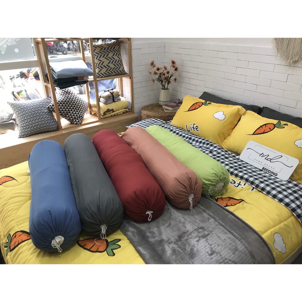 Vỏ gối ôm Cotton tici, Cotton poly size 35x100cm chất dày mát.