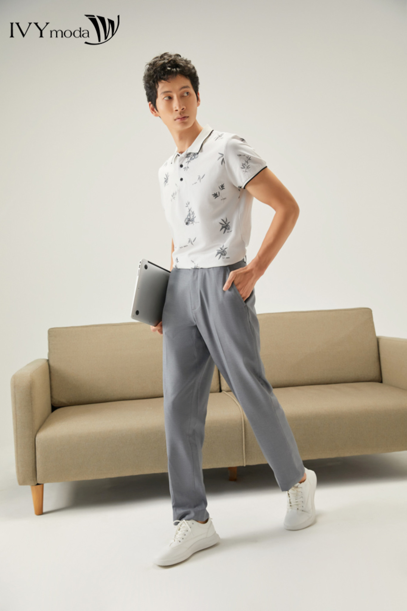 Quần dài nam dáng slim lịch lãm IVY moda MS 22E3011
