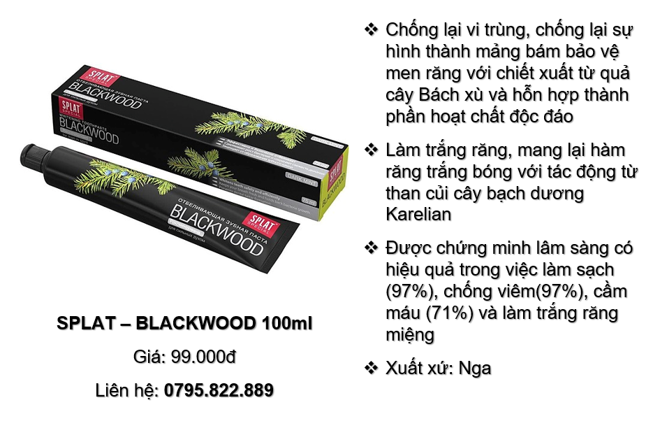 Kem đánh răng chống vi trùng SPLAT – BLACKWOOD 100ml (Phân phối chính hãng)