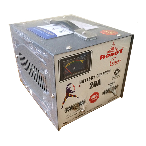 MÁY SẠC ẮC QUY ROBOT TĂNG GIẢM 20A (12V-24V, DÂY ĐỒNG)