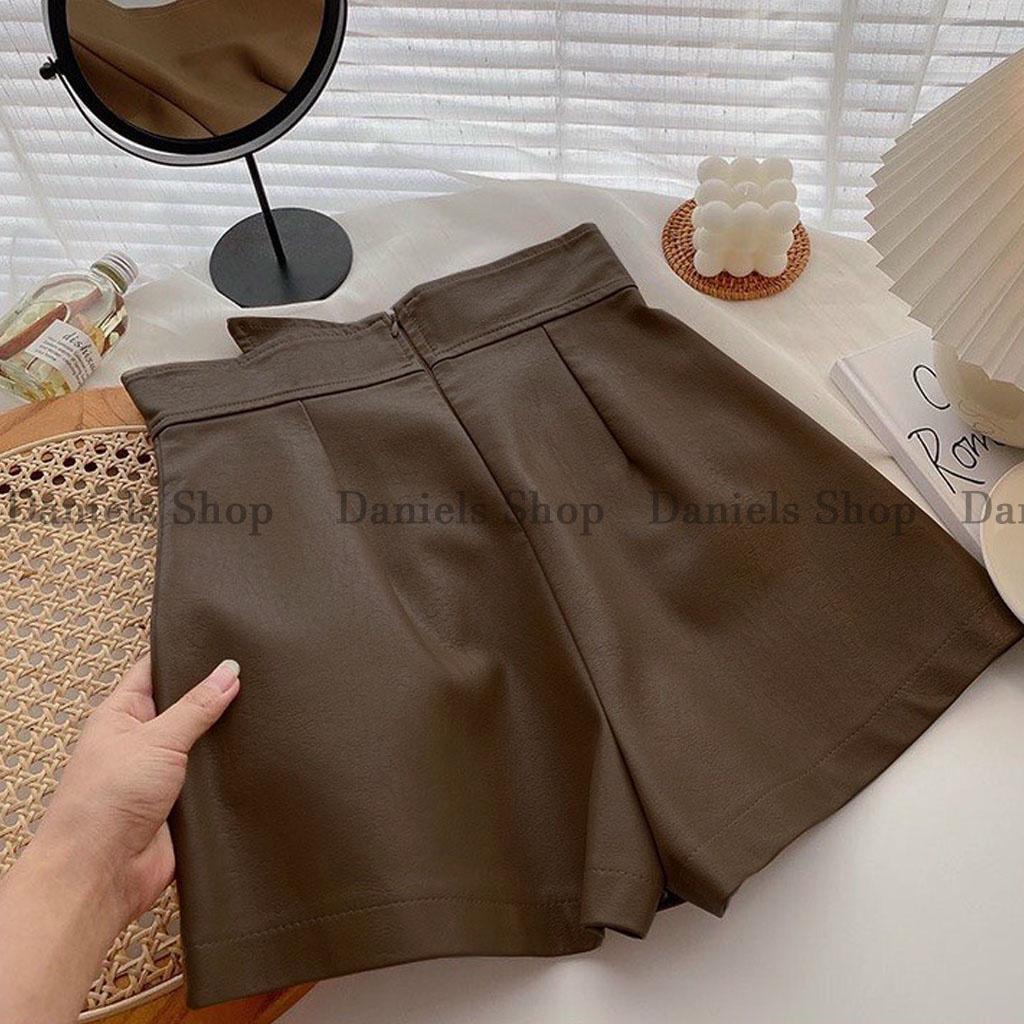 Quần short giả chân váy da nữ hot trend