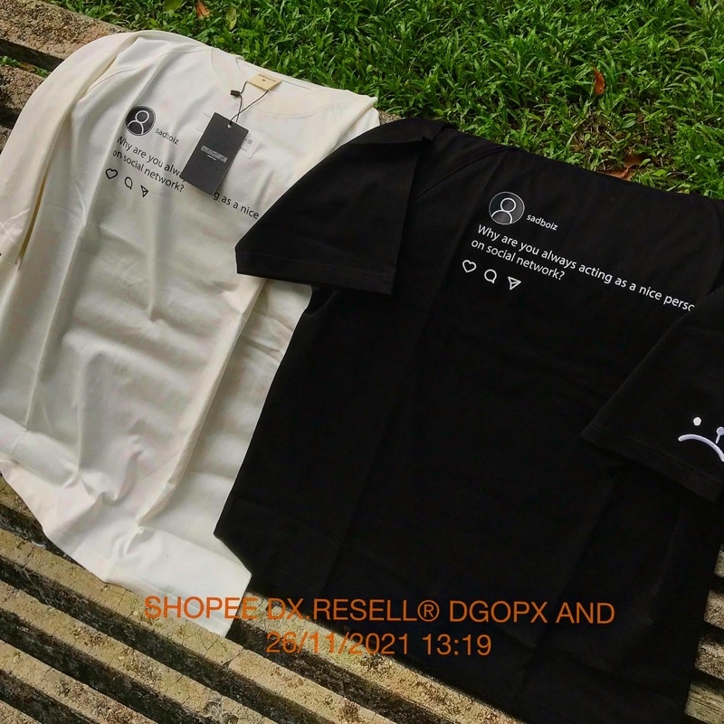 ÁO THUN SADBOIZ SADTAGRAM TEE / WHITE BLACK (Click Ưu đãi mua kèm Deal Sock)