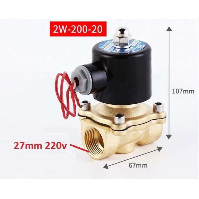 Van điện từ nước phi 13, phi 21, phi 27 - van nước điều khiển bằng điện [LOẠI TỐT Thân đồng dây đồng]