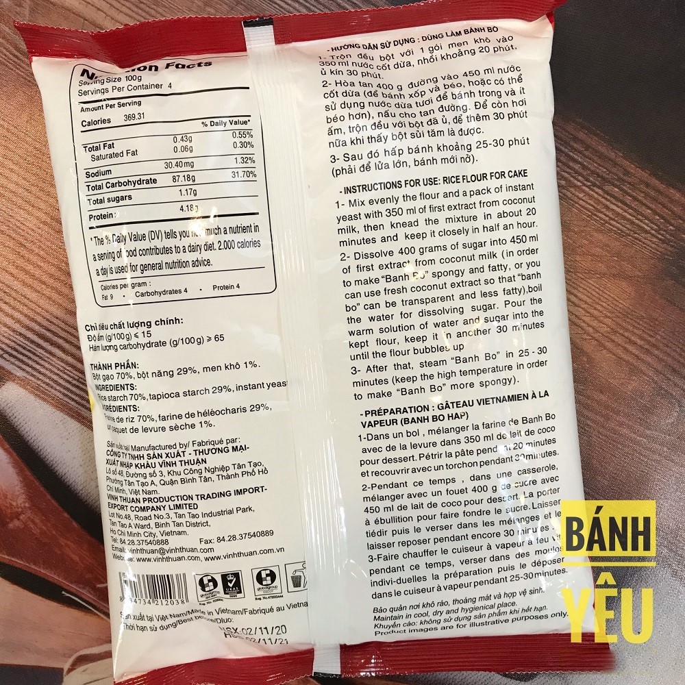Bột bánh bò có men Vĩnh Thuận 400g