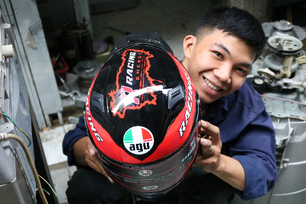 Nóm Fullface AGU racing đỏ kèm túi rút