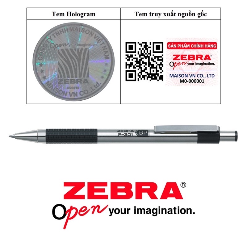 Bút bi zebra f301 mực xanh .