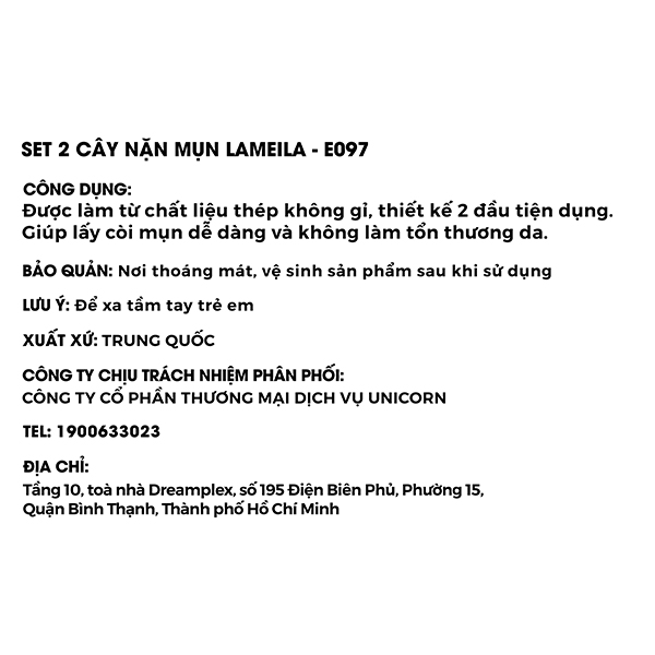 [NHẬP KHẨU][Set 2 Cây] Cây Nặn Mụn Hai Đầu Lameila Acne Needle E097