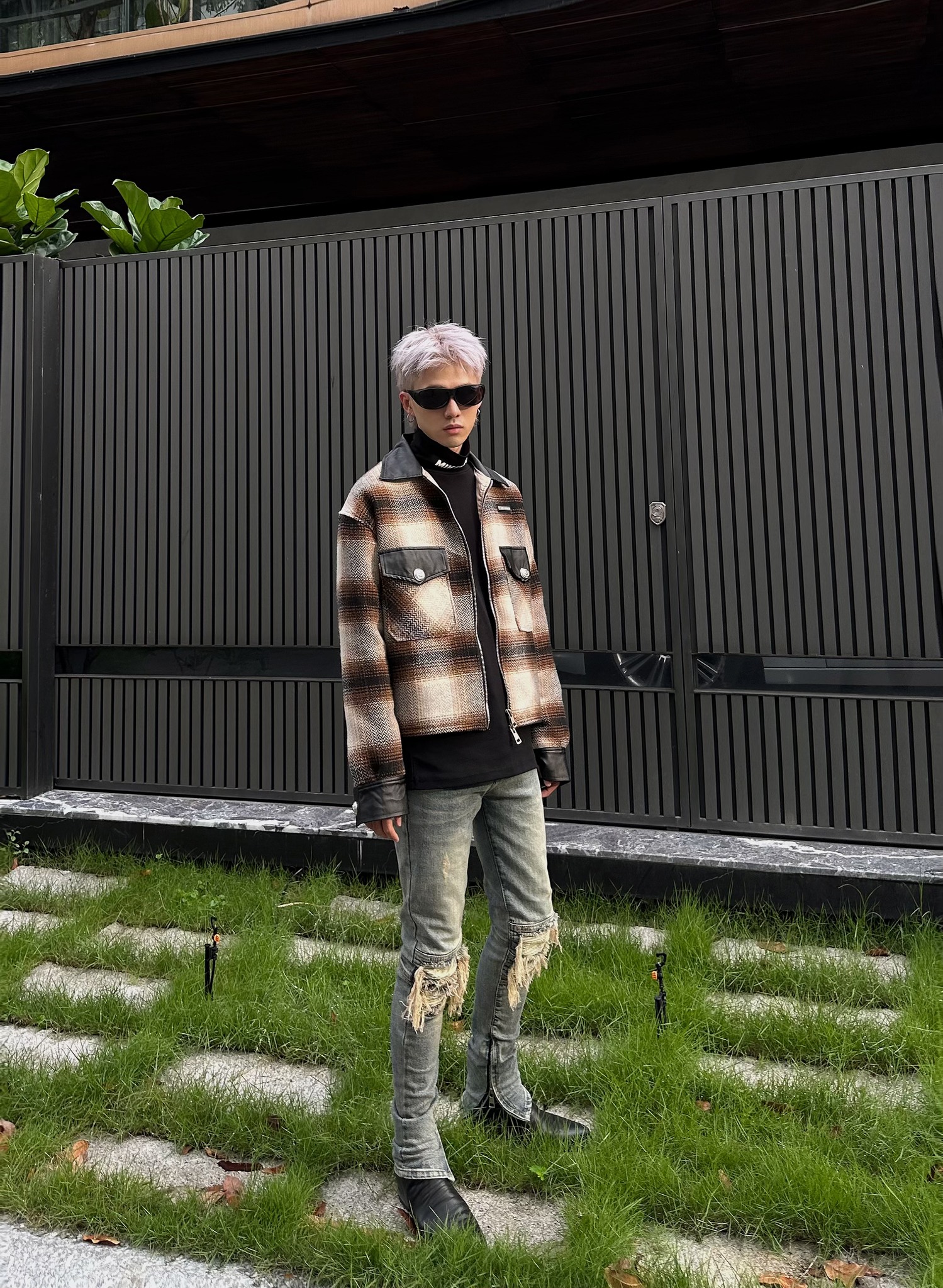 Áo khoác dạ nam MIKENCO Tartan wool overshirt
