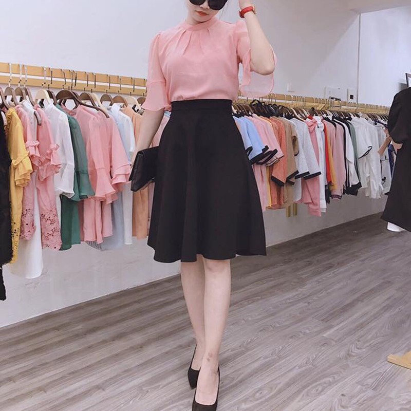 Chân váy xòe đến đầu gối thanh lịch dáng xinh