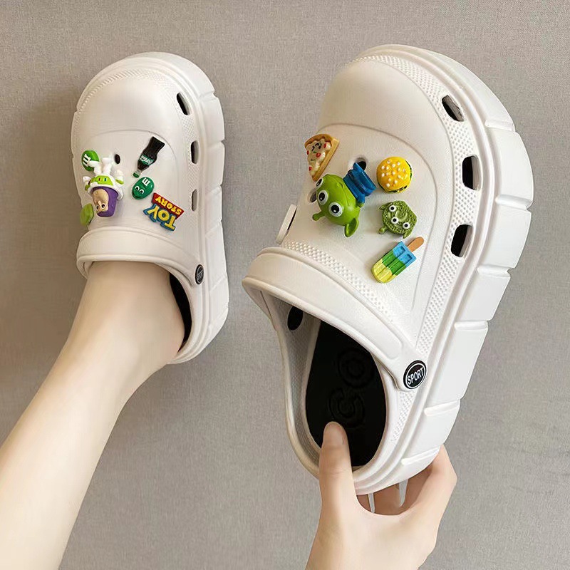 Dép bánh mỳ Cross, dép sục nam nữ đế cao 6cm siêu nhẹ kèm Sticker dễ thương - dép nữ hot trend 2022