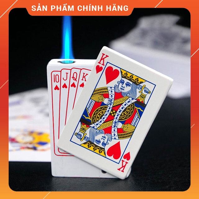 { HOT } Hộp Quẹt Bật Lửa Thiết Kế Độc Lạ Hình Cây Bài K Cơ Khò 1 Tia Sang Trọng Tinh Tế Dùng Gas Cao Cấp