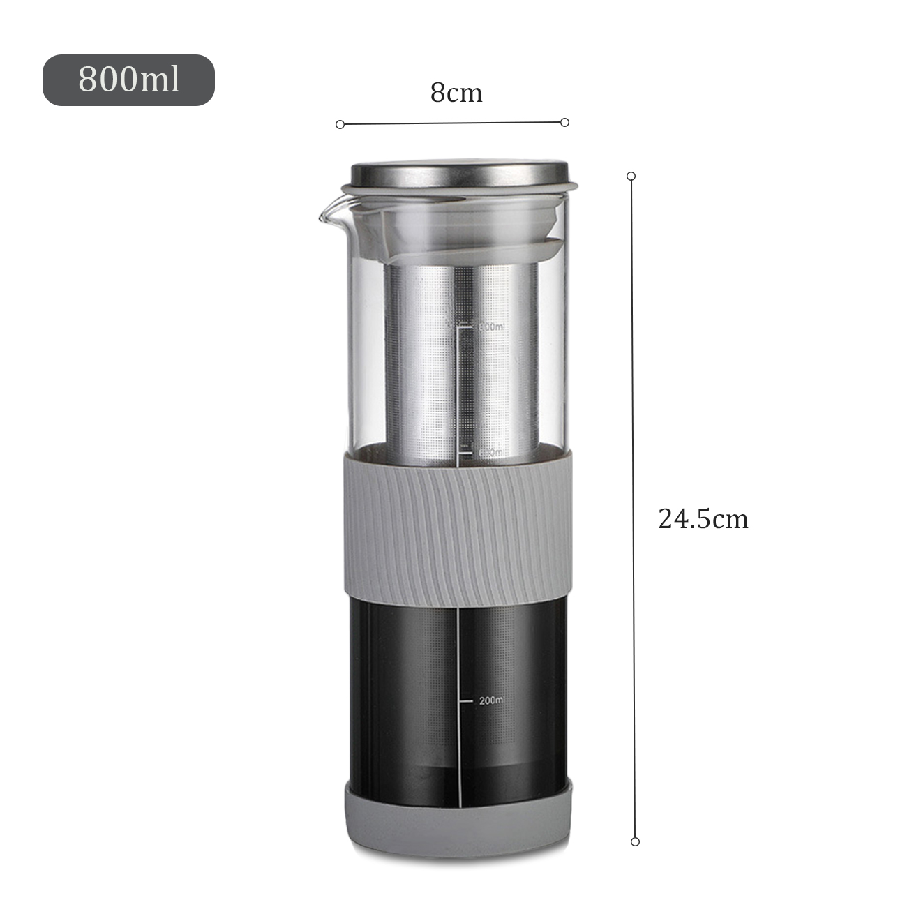 Bình pha cà phê cold brew 800ml bình pha cold brew chất liệu thủy tinh cap cấp Bình ủ cold brew bộ lọc inox 304 pha trà phin pha coffee Cold brew coffee