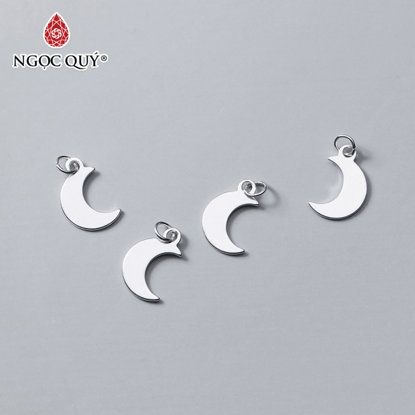[HCM]Charm bạc trắng hình ông trăng treo - Ngọc Qúy Gemstones