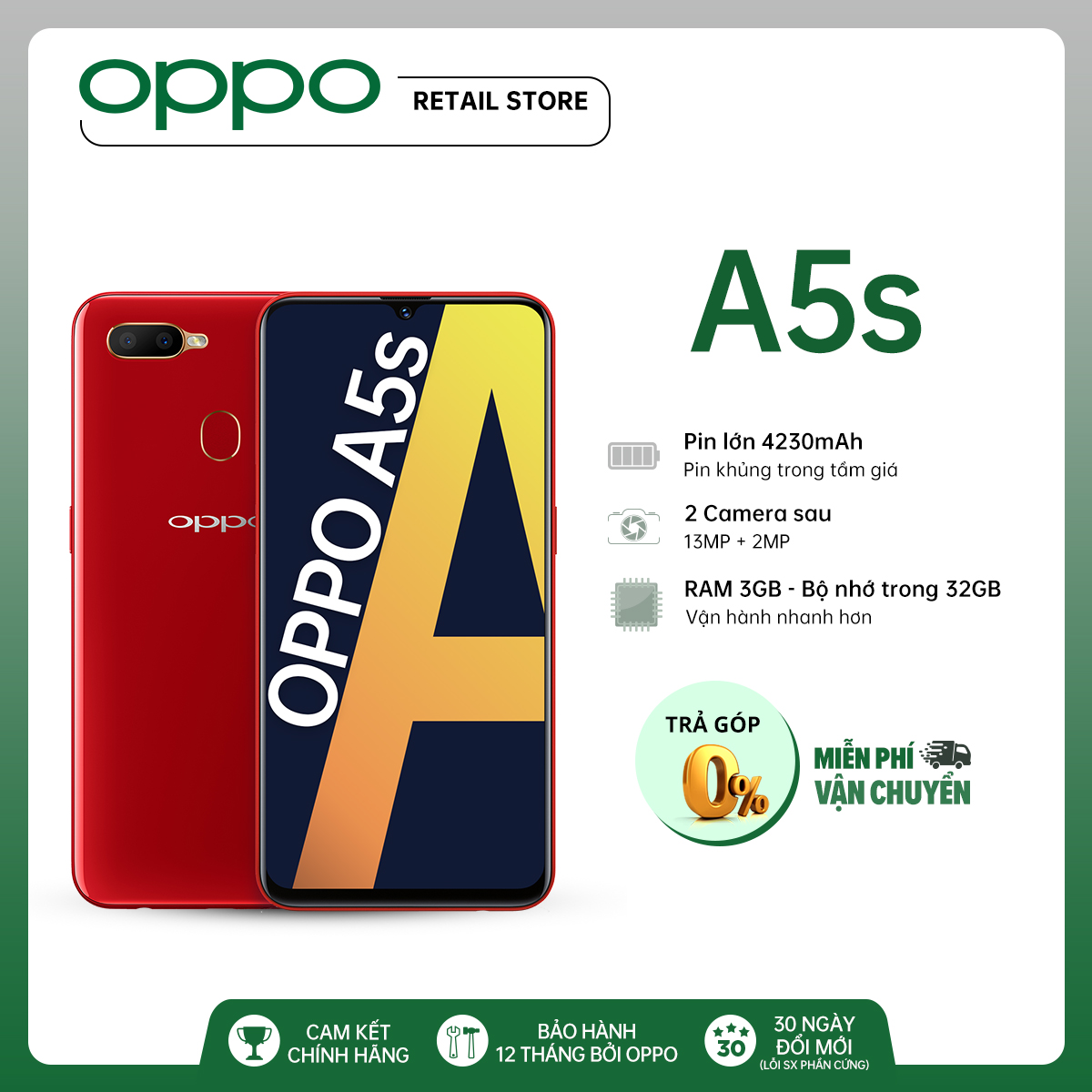 Điện thoại Oppo A5S -  3GB RAM, 32GB, 6.2 inch