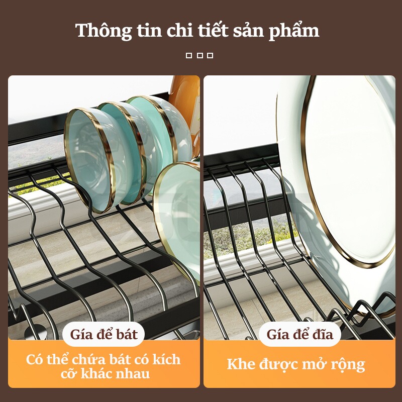 GSlife kệ chén bát 1/2 tầng Thép Carbon kệ bếp đa năng trên bồn rửa Kệ chén đĩa chống han gỉ Giá Để Đồ Chén Đĩa Trên Bồn Rửa Bát Sơn Đen Cao