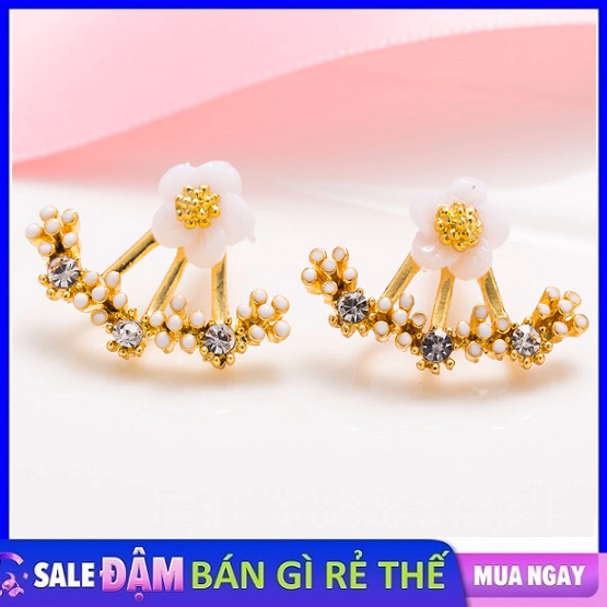 Bông tai nhánh hoa cúc đính đá dịu dàng nữ tính