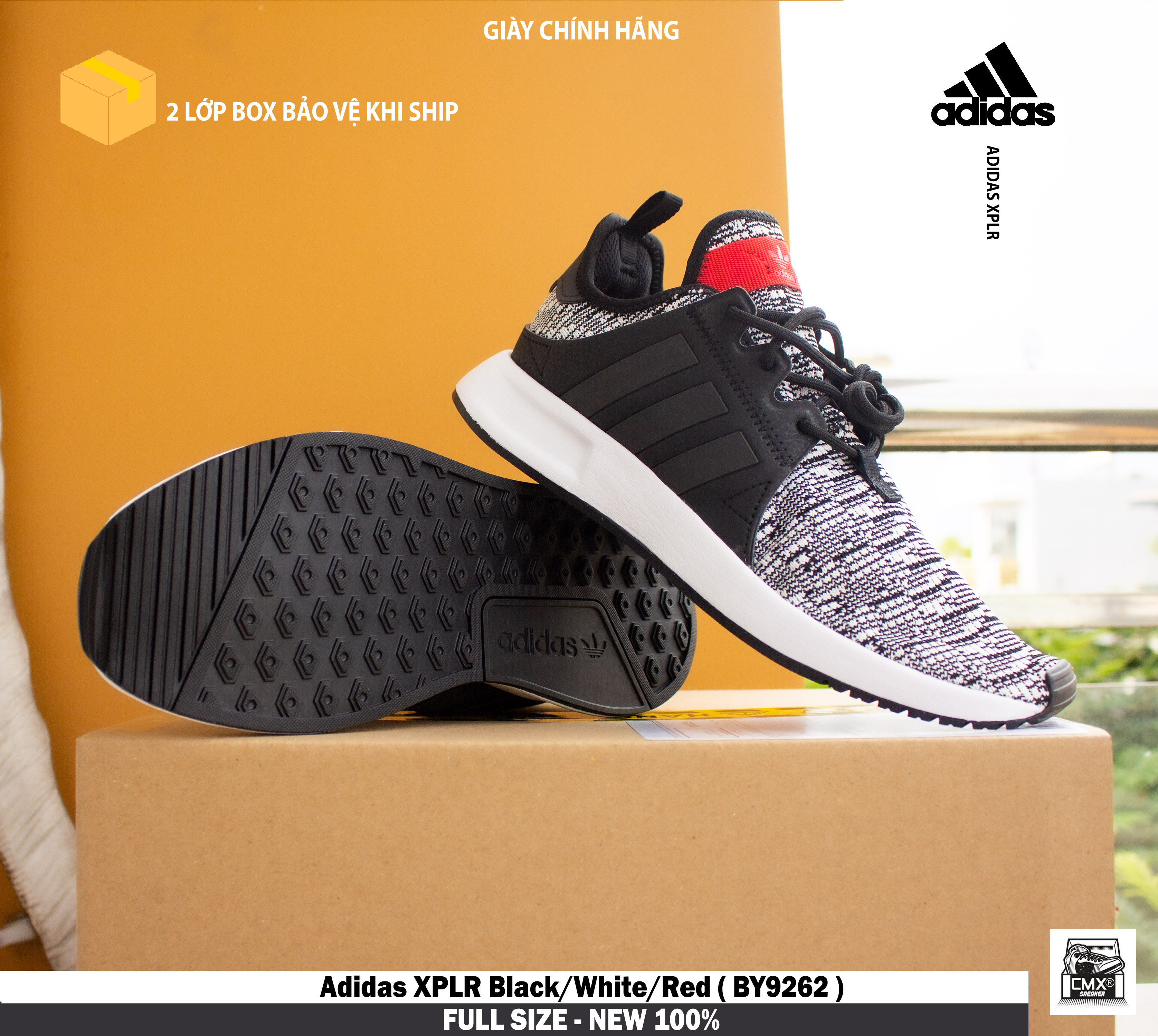 😘 [ HÀNG CHÍNH HÃNG ] Giày Adidas XPLR Black/White/Red ( BY9262 ) - REAL AUTHENTIC 100%