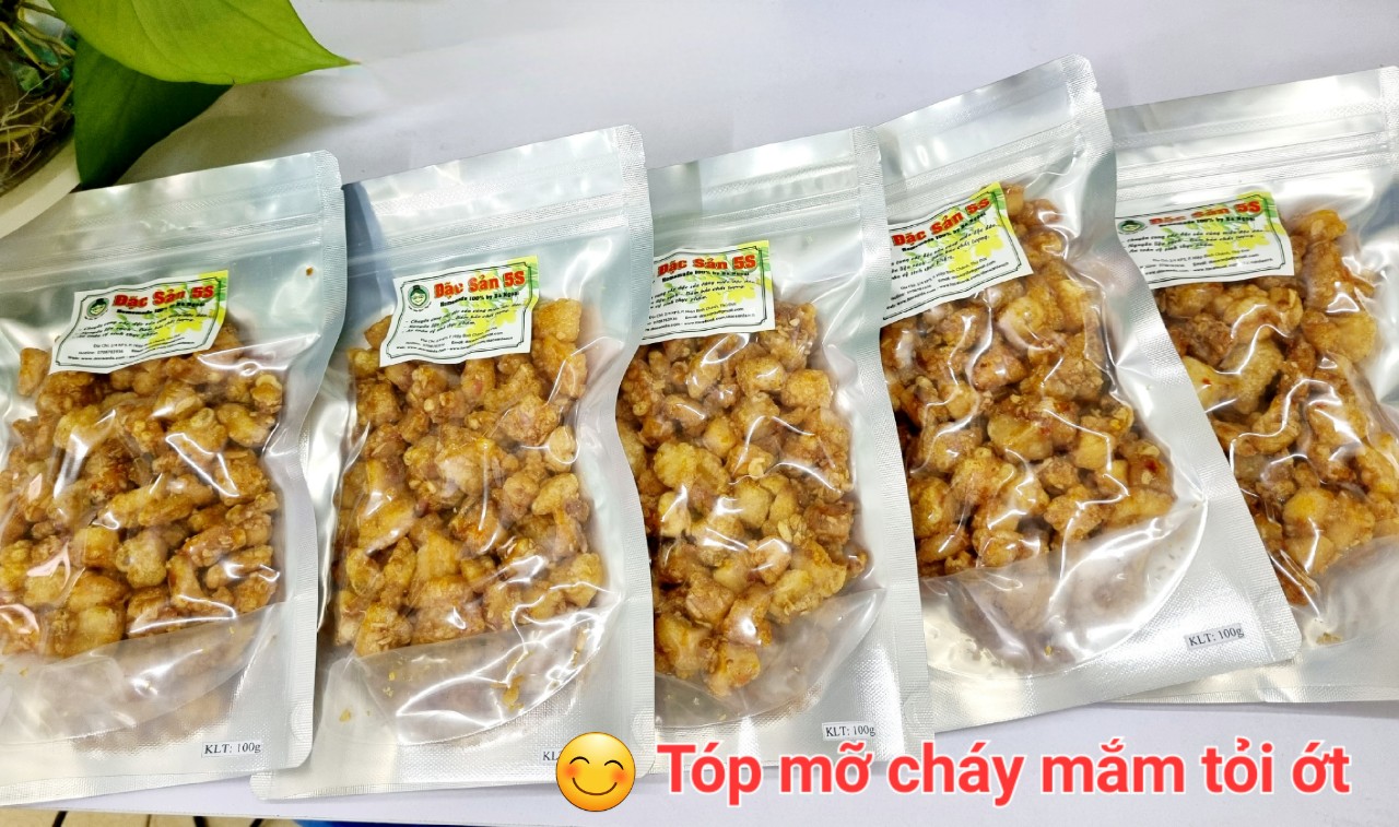 Tóp mỡ cháy mắm tỏi túi 100g Đặc Sản 5S