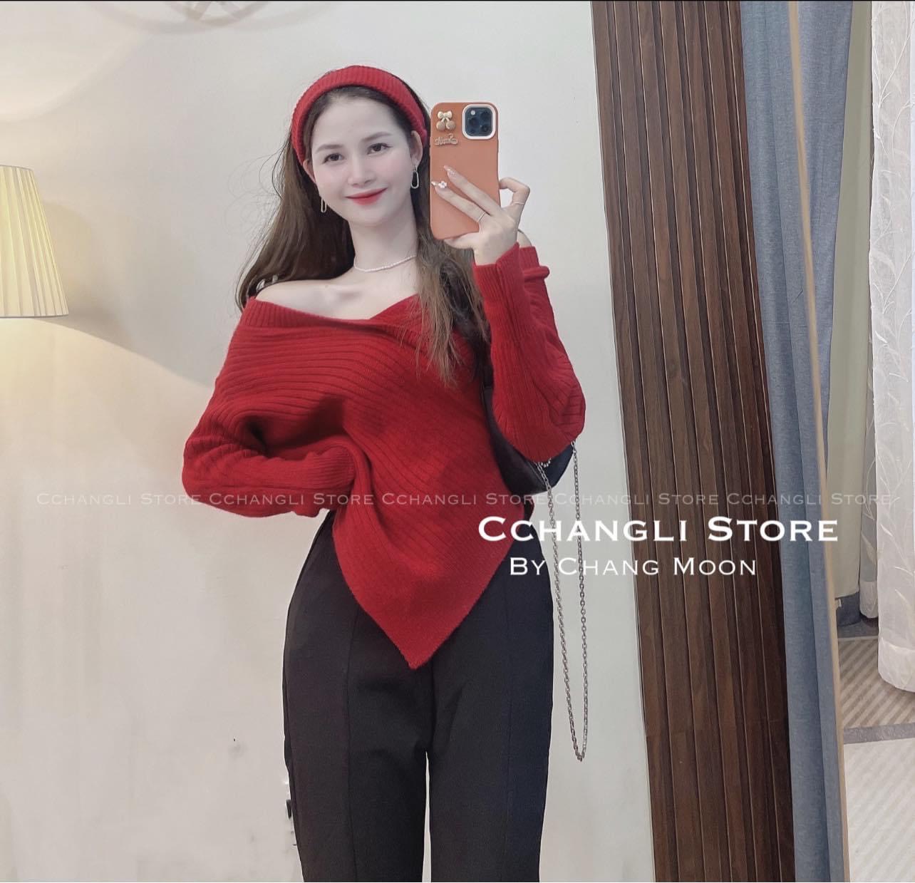ÁO LEN CHÉO VẠT 4 MÀU KÈM DÂY CỔ