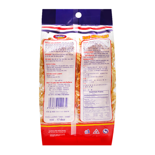 500gr Mì Trứng Thượng Hạng Sợi Nhỏ Safoco