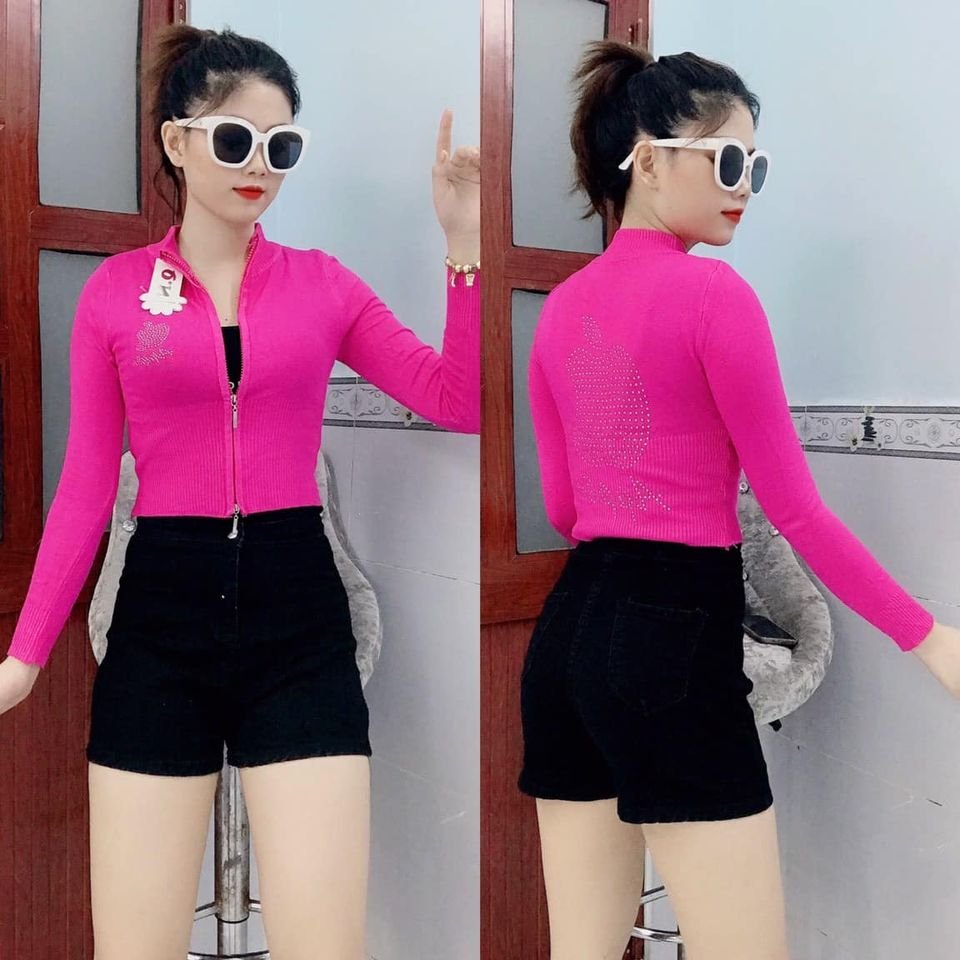 Áo Khoác Len Nữ Dây Kéo Form Lửng Có Nhiều Màu