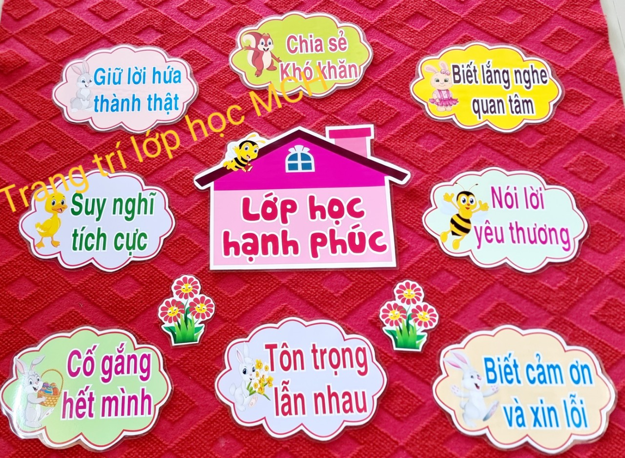 (Đồ dùng dạy học MCH) Sét Rời Lớp học hạnh phúc Mẫu Nhà .