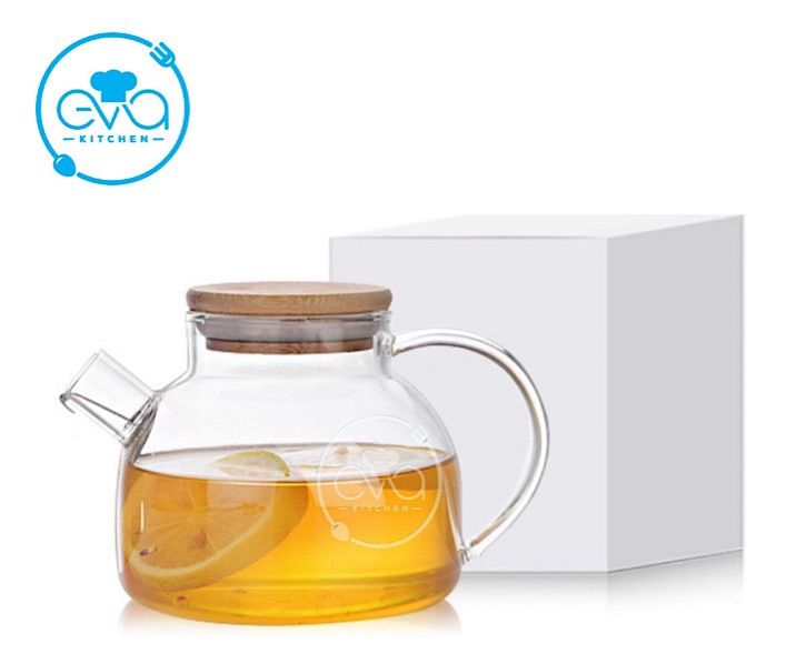 [HCM]Bình Pha Trà Thuỷ Tinh Chịu Nhiệt Lưới Lọc Lò Xo Kèm Nắp Gỗ 500 Ml