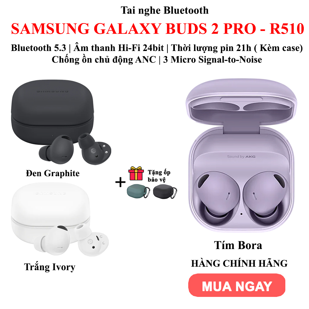 Tai Nghe Bluetooth  Buds 2 Pro (Đen Graphite)  Buds 2 Pro - Bluetooth True Wireless Tai nghe Bluetooth True Wireless Buds 2 Pro Tím Bora Tai Nghe Buds2 Pro giá rẻ Tháng 7,2023