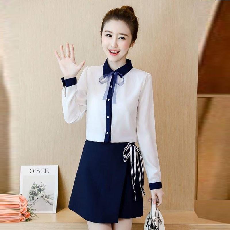 Áo Sơ Mi Cổ Kèm Nơ T-SM0KN2 (Trắng)