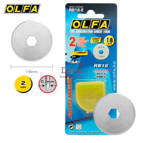 Lưỡi dao tròn Nhật OLFA RB18-2 (2 lưỡi dao 18mm)