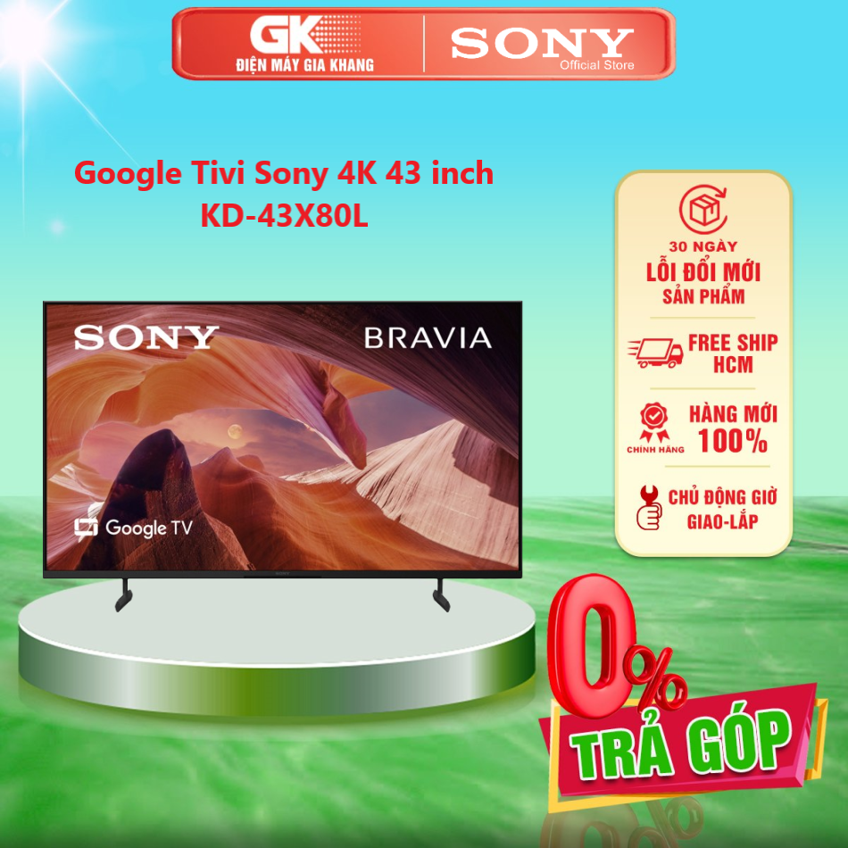 Google tivi sony 4k 43 inch kd-43x80l - micro tích hợp trên tv điều khiển giọng nói rảnh tay bravia cam - giao toàn quốc - freeship hcm