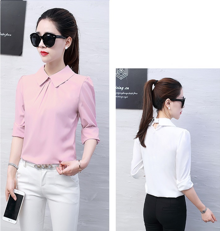 Sơ mi công sở cách điệu cổ sen sm169