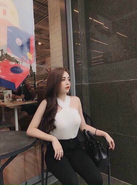 Áo hai dây cổ chéo, áo thun kiểu cổ yếm chéo dây điệu sang trọng