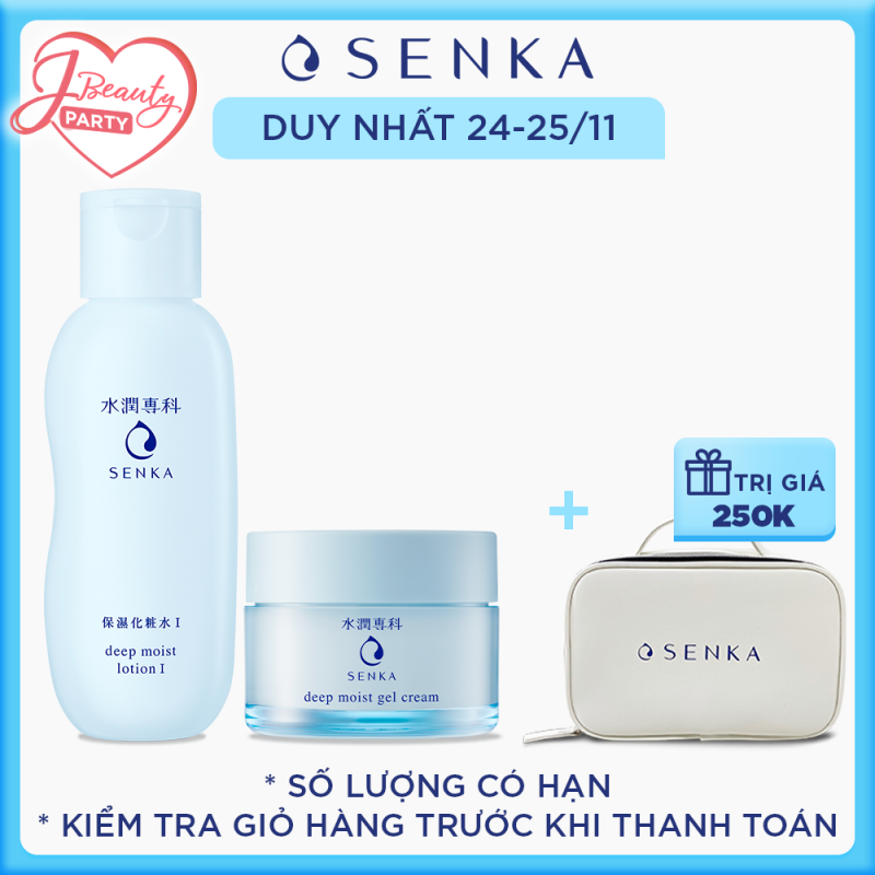 Bộ sản phẩm Senka dưỡng ẩm và ngăn ngừa lão hóa da vào buổi tối (Senka Deep Moist Lotion I và Senka Deep Moist Gel Cream) giá rẻ