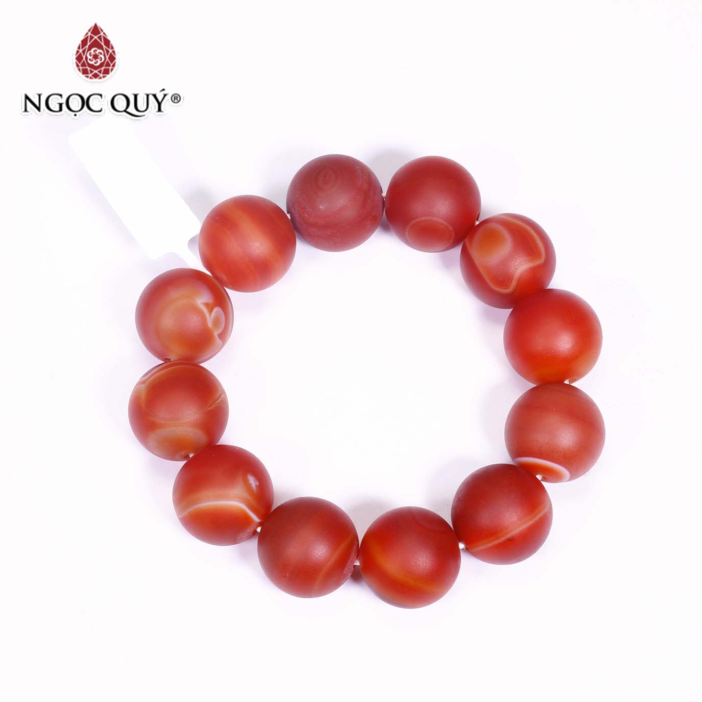 [HCM]Vòng tay đá mã não đỏ nhám size hạt 18mm mệnh hỏa thổ - Ngọc Quý Gemstones