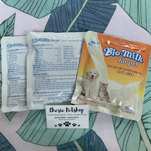 [HCM]SỮA BỘT BIO MILK DÀNH CHO CHÓ MÈO CON gói 100g