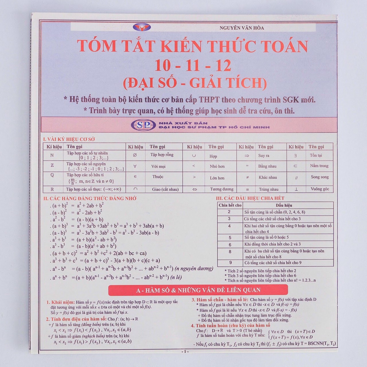 Fahasa - Tóm Tắt Kiến Thức Toán 10-11-12 - Đại Số - Giải Tích