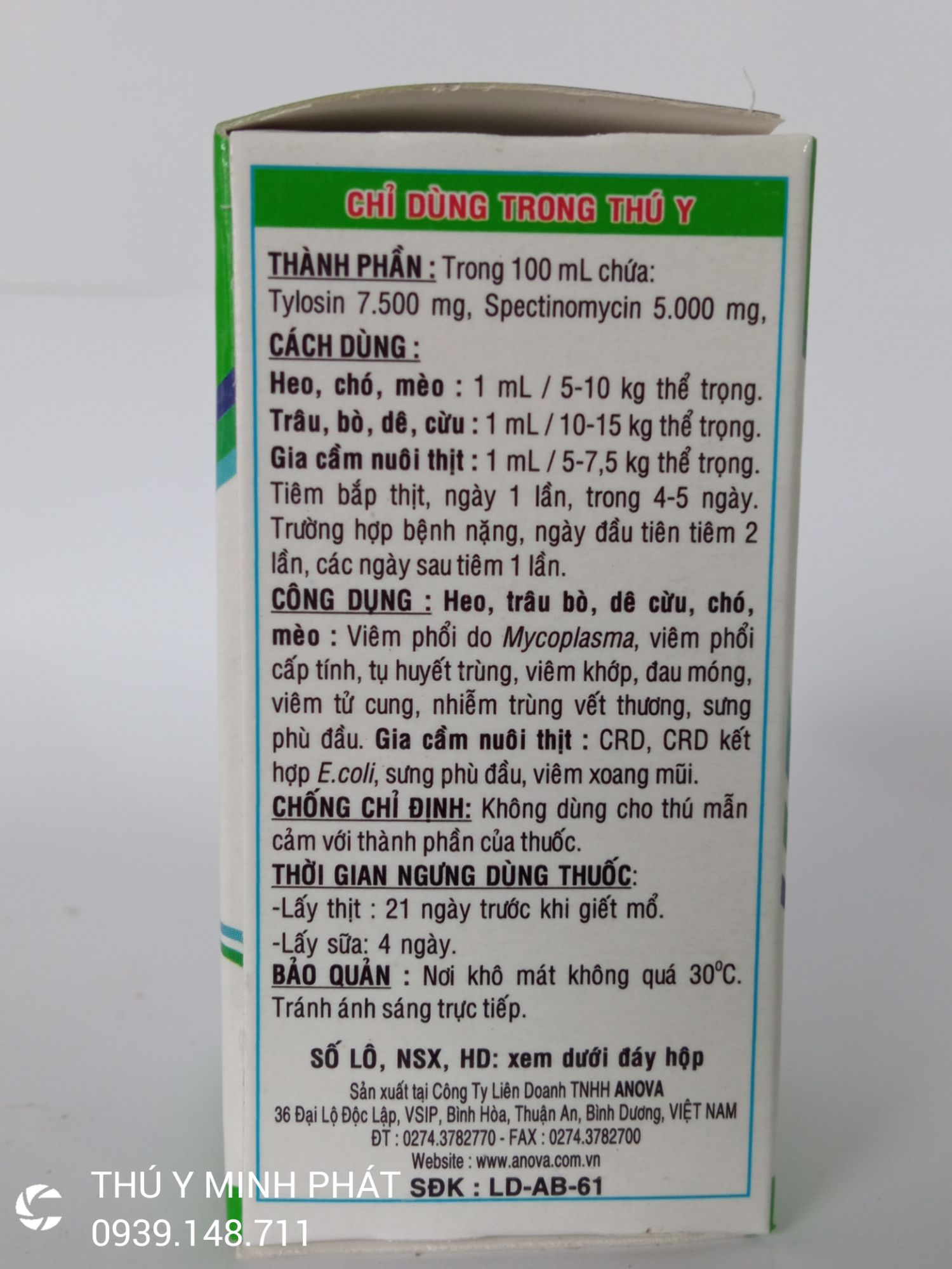 NOVA TYLOSPEC 20ml Thuốc trị viêm phổi cấp tính cho chó mèo, gà đá